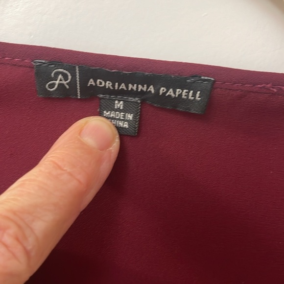ADRIANNa PAPELL Blouse/Burgundy/Lace long Sleeve/scoop Neck/Pull over - Picture 2 of 10